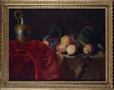 Natura Morta con Frutta e Vasellame