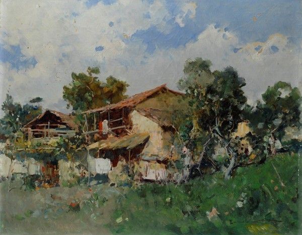 Romolo Leone - Campagna con casolare