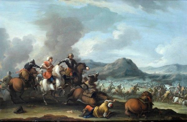 Attr. a Dirck Stoop - Battaglia tra cavallerie turche e cristiane