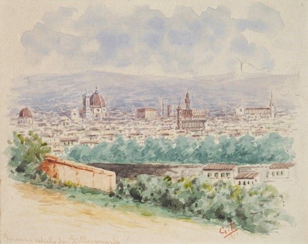 Anonimo, XIX sec. - Firenze veduta da Bellosguardo