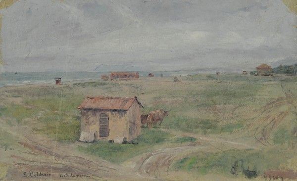 Luigi Calderini - Paesaggio a Forte dei Marmi