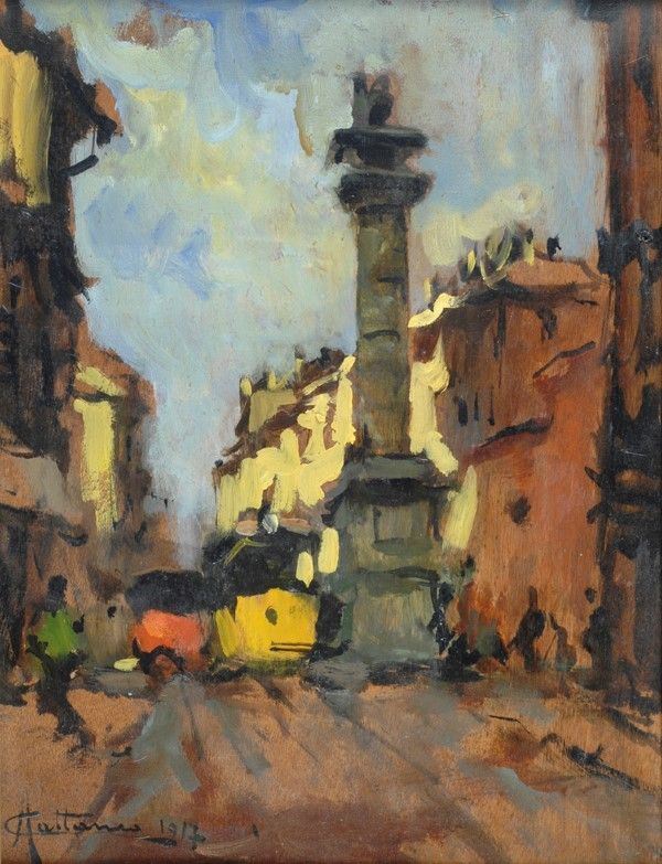 Achille Cattaneo - La Colonna del Leone in Piazza San Babila