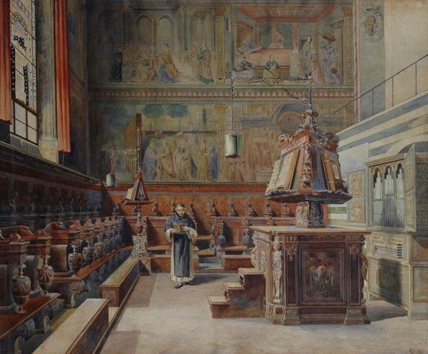Anonimo, XIX sec. - Interno del Coro di Santa Maria Novella