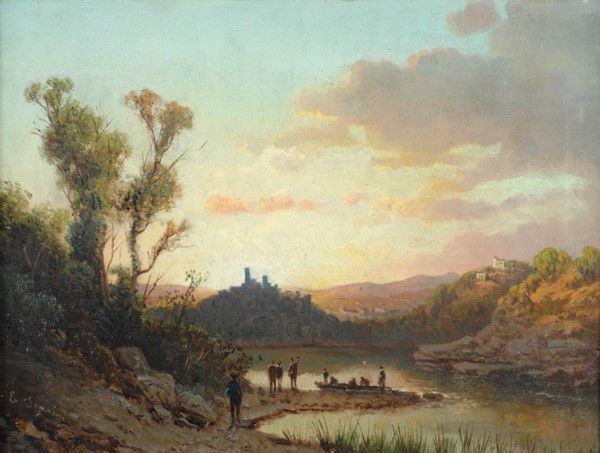 Emilio Donnini - Paesaggio con fiume