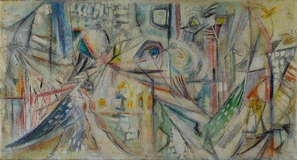 Kessenlis Nikos : Senza titolo  (1956-67)  - Olio su tela - Auction Arte moderna e contemporanea - Galleria Pananti Casa d'Aste