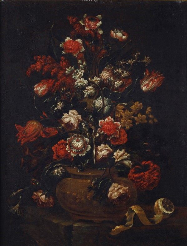 Andrea Scacciati - Vaso in metallo dorato con fiori
