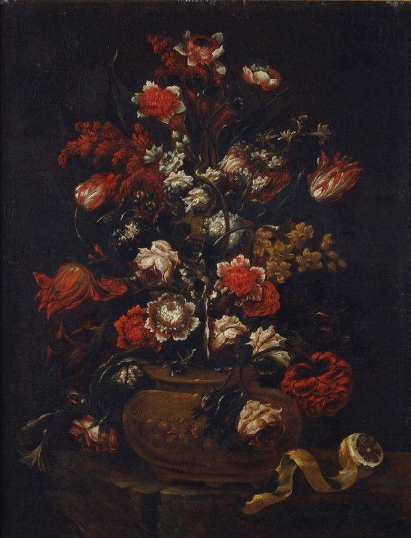 Andrea Scacciati - Vaso in Metallo Dorato con Fiori