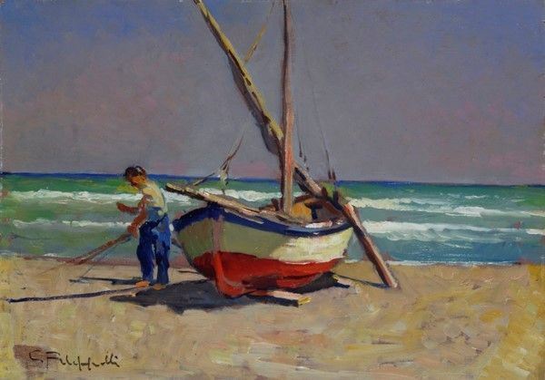 Cafiero Filippelli - Barca a Terra con Figura