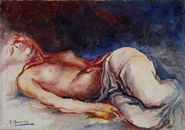 Augusto Murer : Nudo disteso  (1975)  - Olio su tela - Asta Arte Moderna e Contemporanea - Galleria Pananti Casa d'Aste