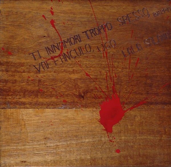 Ugo Carrega : Ti innamori troppo spesso..  (1990)  - Tecnica mista su legno - Asta Arte Moderna e Contemporanea - Galleria Pananti Casa d'Aste