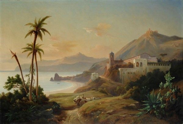 Scuola Napoletana, prima met&#224; XIX sec. - Veduta di Golfo