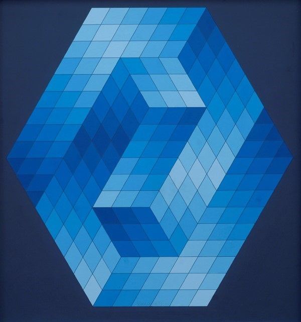 Victor Vasarely : Gestalt-Emer  (1970-1988)  - Acrilico e smalto su tavola - Asta Arte Moderna e Contemporanea - Galleria Pananti Casa d'Aste