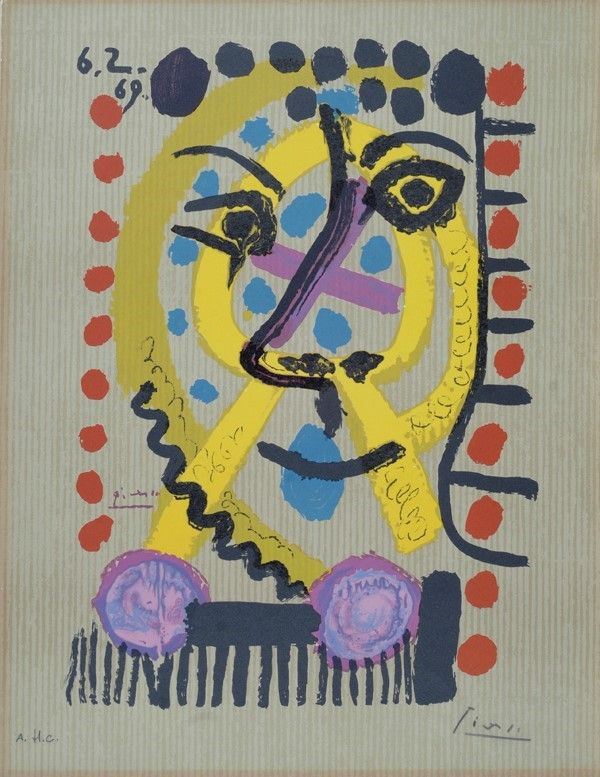 Pablo Picasso : Portraits Imaginaires  (1969)  - Litografia a colori - Asta Grafica ed edizioni - Galleria Pananti Casa d'Aste