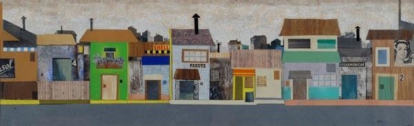 Pino Pascali : Villaggio  (1960)  - Tecnica mista su cartoncino - Auction Arte Moderna e Contemporanea - Galleria Pananti Casa d'Aste