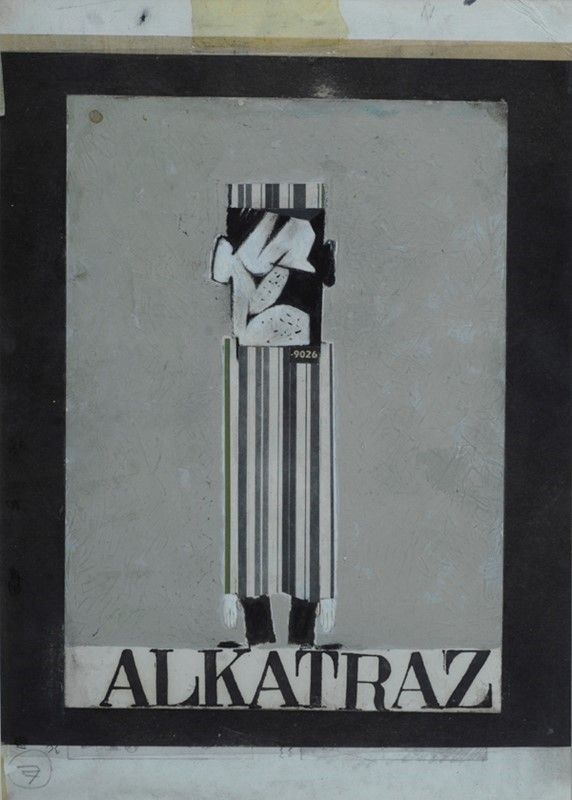Pino Pascali : Alkatraz  (anni '70)  - Tecnica mista su cartone - Asta Arte Moderna e Contemporanea - Galleria Pananti Casa d'Aste