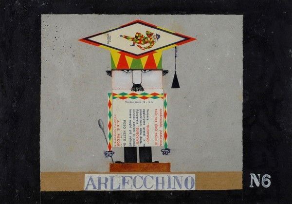 Pino Pascali : Laureato  (1964)  - Tecnica mista su cartone - Asta Arte Moderna e Contemporanea - Galleria Pananti Casa d'Aste