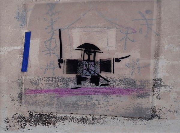 Pino Pascali : Samurai  (1966)  - Tecnica mista su acetato e cartoncino - Asta Arte Moderna e Contemporanea - Galleria Pananti Casa d'Aste