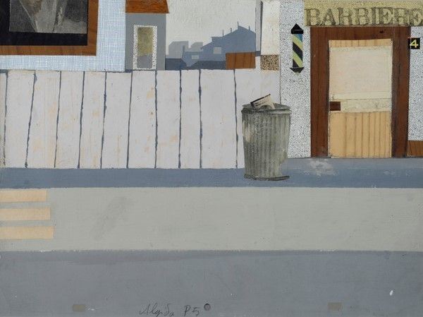 Pino Pascali : Barbiere  (1960)  - Tecnica mista su cartoncino - Auction Arte Moderna e Contemporanea - Galleria Pananti Casa d'Aste