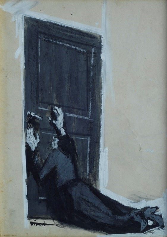 Mario Sironi : Dietro la porta  (1931)  - Tempera su carta riportata su compensato - Asta Arte Moderna e Contemporanea - Galleria Pananti Casa d'Aste