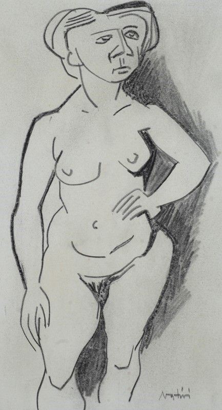 Gualtiero Nativi : Figura  ((1946))  - Matita su carta - Asta Arte Moderna e Contemporanea - Galleria Pananti Casa d'Aste