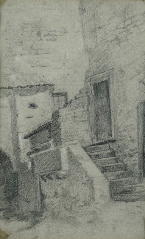 Achille Lega : Casolare  - Matita su carta - Auction Autori dell'800-900, Arte moderna e contemporanea - I - Galleria Pananti Casa d'Aste