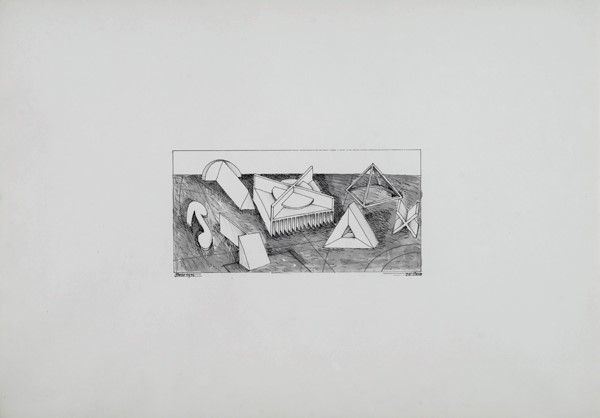 Lucio Del Pezzo : Senza titolo  (1976)  - China su carta - Asta Arte Moderna e Contemporanea - Galleria Pananti Casa d'Aste