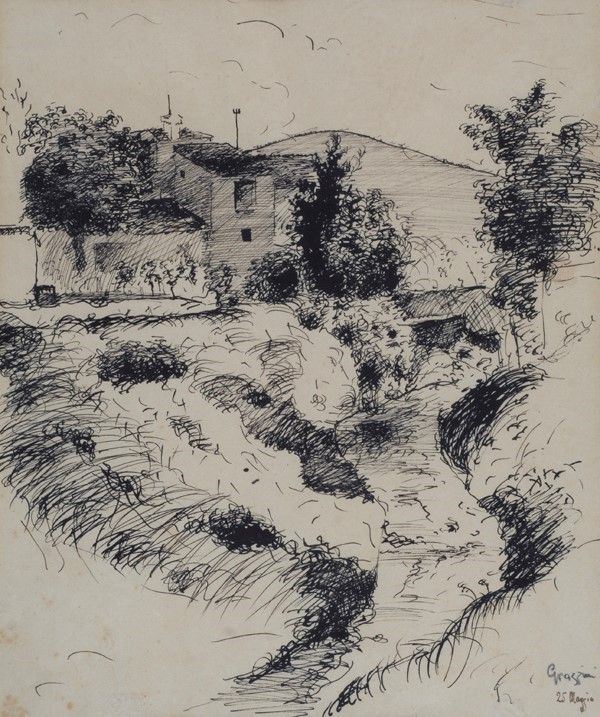 Renzo Grazzini : Campagna  - China su carta - Auction Autori dell'800-900, Arte moderna e contemporanea - I - Galleria Pananti Casa d'Aste