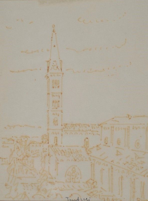 Orfeo Tamburi : Chiesa  - China su carta - Auction Arte Moderna e Contemporanea - Galleria Pananti Casa d'Aste