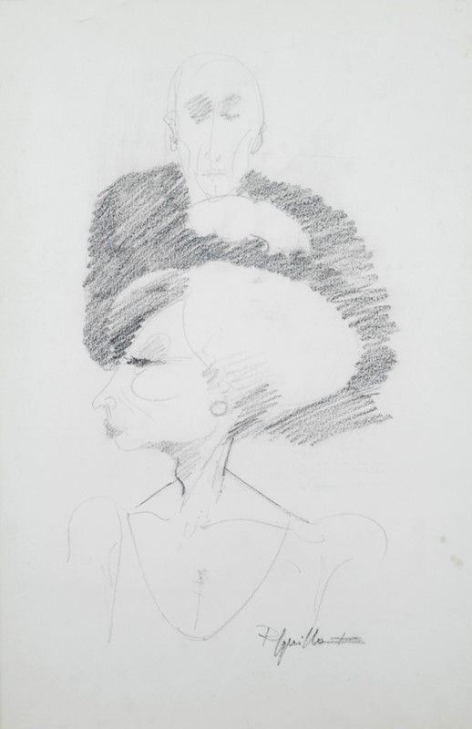 Remo Squillantini : Due figure  - Matita su carta - Auction ARTE MODERNA E CONTEMPORANEA - Galleria Pananti Casa d'Aste