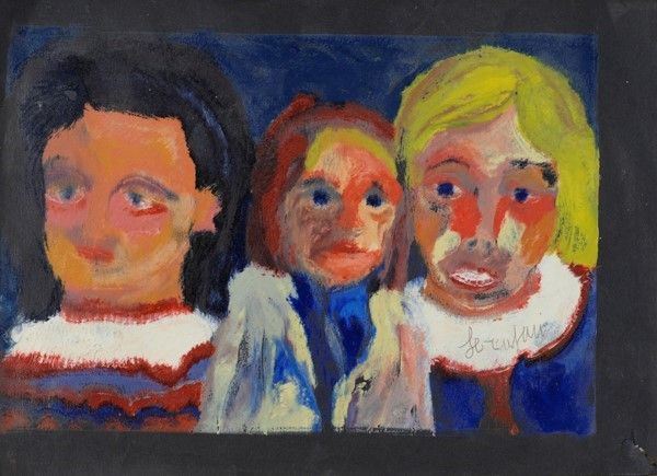 Giuseppe Serafini : Bambini  - Olio su carta - Auction AUTORI DEL XIX E XX SEC - Galleria Pananti Casa d'Aste