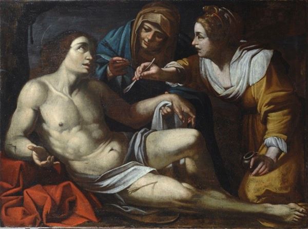 Scuola Senese, fine XVII sec. : San Sebastiano curato da Irene (da Francesco Rutici)  - Olio su tela - Auction STORART - I - Galleria Pananti Casa d'Aste