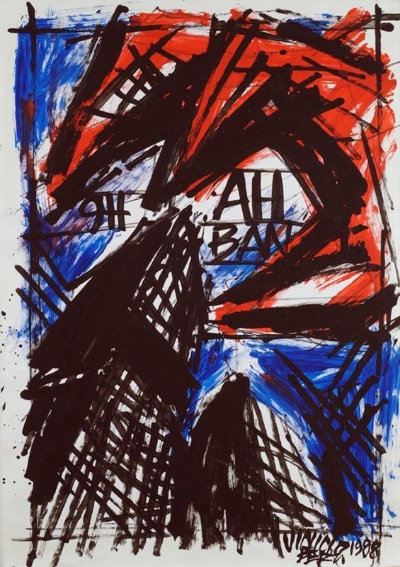 Vinicio Berti : 9H AH Ban  (1988)  - Acrilico su cartoncino - Auction Arte Moderna e Contemporanea - Galleria Pananti Casa d'Aste