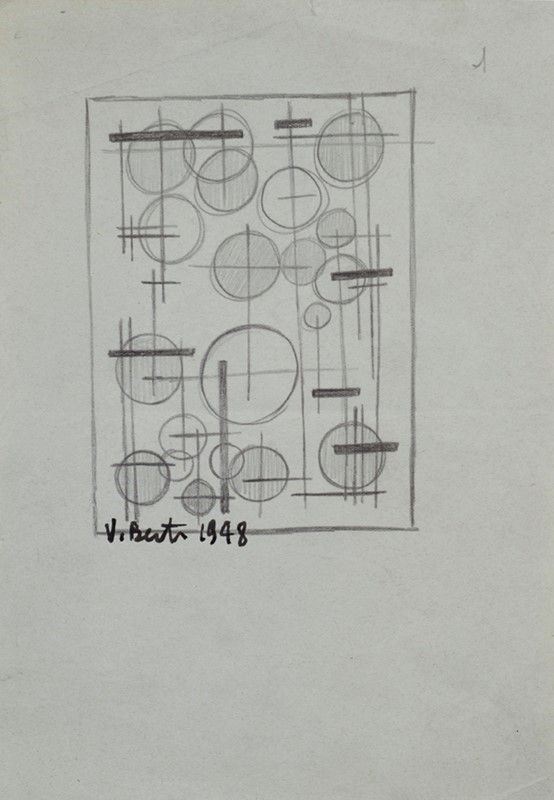 Vinicio Berti : Composizione  (1948)  - Matita su carta - Asta Arte Moderna e Contemporanea - Galleria Pananti Casa d'Aste
