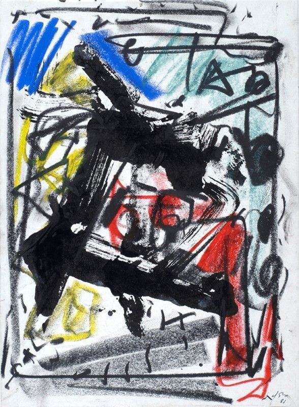 Emilio Vedova : Senza titolo  (1981)  - Inchiostro e pastello su carta intelata - Asta Arte Moderna e Contemporanea - Galleria Pananti Casa d'Aste