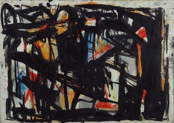 Emilio Vedova : Senza titolo  (1972)  - Tempera e inchiostro su carta riportata su tela - Asta Arte Moderna e Contemporanea - Galleria Pananti Casa d'Aste