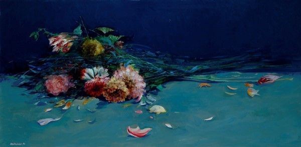 Renzo Vespignani : Fiori  (1990)  - Olio su cartone - Auction Arte Moderna e Contemporanea - Galleria Pananti Casa d'Aste
