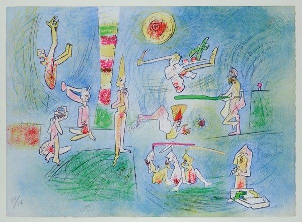 Sebastian Matta : Senza titolo  - Litografia a colori - Auction Grafica ed edizioni - Galleria Pananti Casa d'Aste