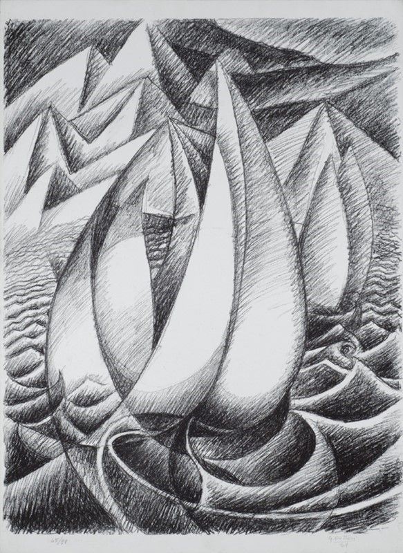 Gerardo Dottori : Vele  (1949)  - Litografia - Asta Arte Moderna e Contemporanea - Galleria Pananti Casa d'Aste