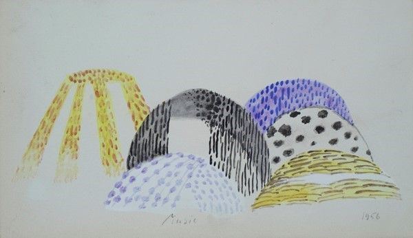 Zoran Music : Paesaggio senese  (1956)  - Acquerello su carta riportata su tavola - Asta Autori dell'800-900, Arte moderna e contemporanea - I - Galleria Pananti Casa d'Aste