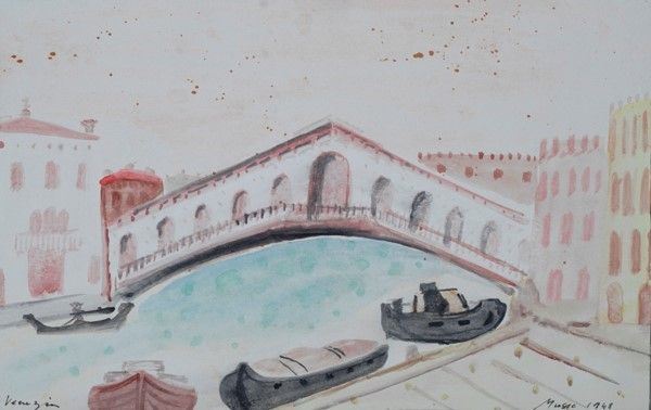 Zoran Music : Ponte di Rialto  (1948)  - Acquerello su carta - Asta Autori dell'800-900, Arte moderna e contemporanea - I - Galleria Pananti Casa d'Aste