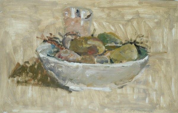 Mario Marcucci - Vaso con cipolle e bicchiere