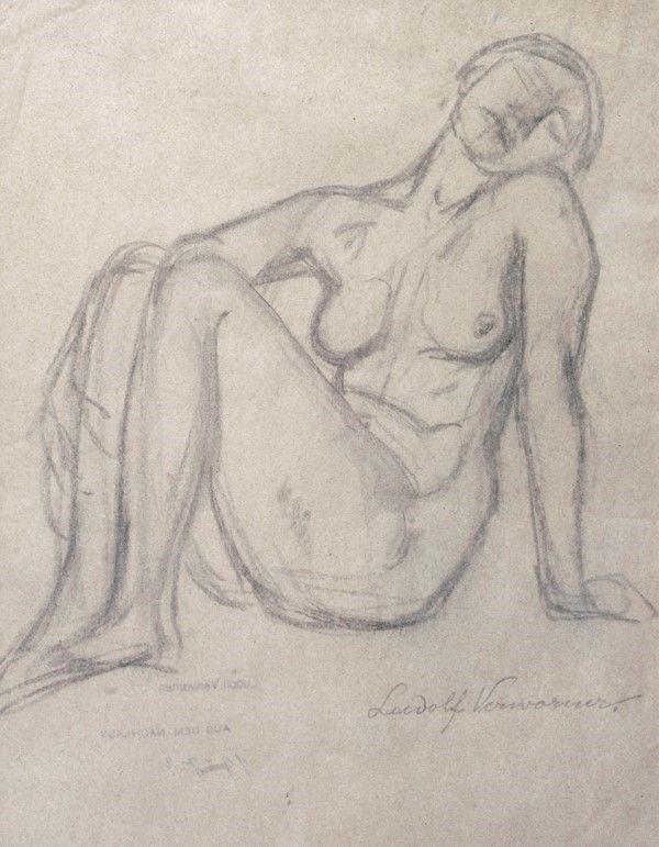 Attr. a Enrico Ludolf Verworner : Nudo  - Matita su carta - Asta Autori dell'800-900, Arte moderna e contemporanea - I - Galleria Pananti Casa d'Aste