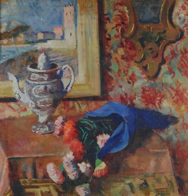 Eduardo Gordigiani : Internal  (1951)  - Oil on the table - Auction AUTHORS OF XIX AND XX CENTURY - Galleria Pananti Casa d'Aste