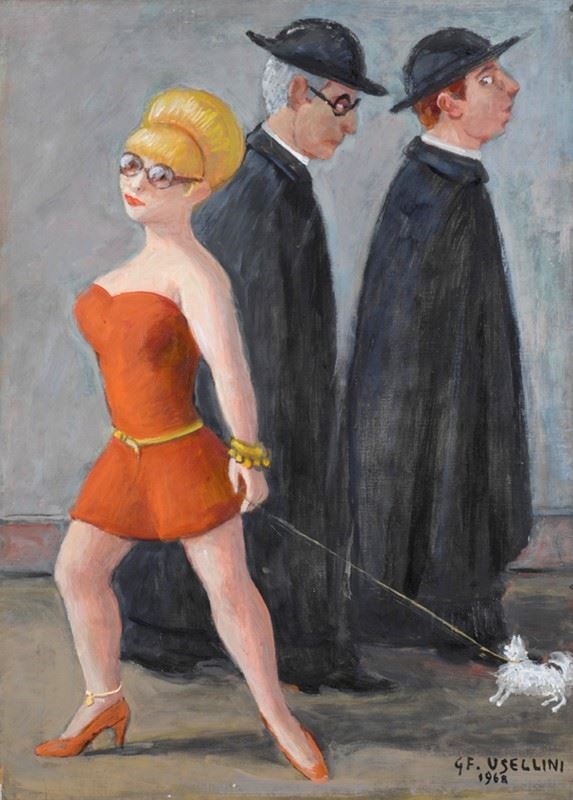 Gianfilippo Usellini : Senza titolo  (1968)  - Olio su tela - Auction Autori dell'800-900, Arte moderna e contemporanea - I - Galleria Pananti Casa d'Aste