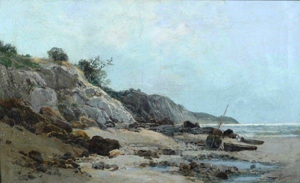 Ettore Cumbo : Paesaggio costiero  - Olio su tela - Auction Autori dell'800-900, Arte moderna e contemporanea - I - Galleria Pananti Casa d'Aste