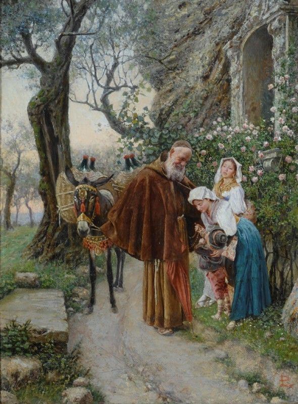 Pittore Napoletano, XIX Sec. - La Benedizione