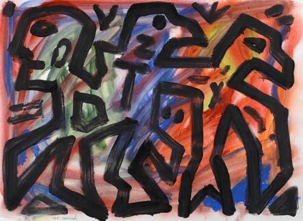 A. R. Penck : Kopf oder Adler  (2002)  - Tednica mista su carta - Auction Arte Moderna e Contemporanea - Galleria Pananti Casa d'Aste