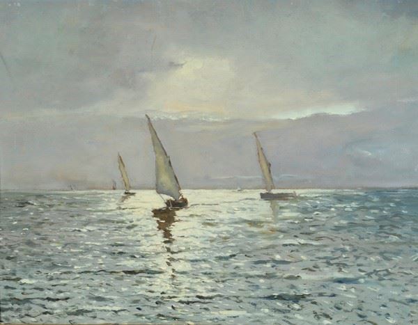 Anonimo, XX sec. : sails  - Oil on the table - Auction AUTHORS OF XIX AND XX CENTURY - Galleria Pananti Casa d'Aste