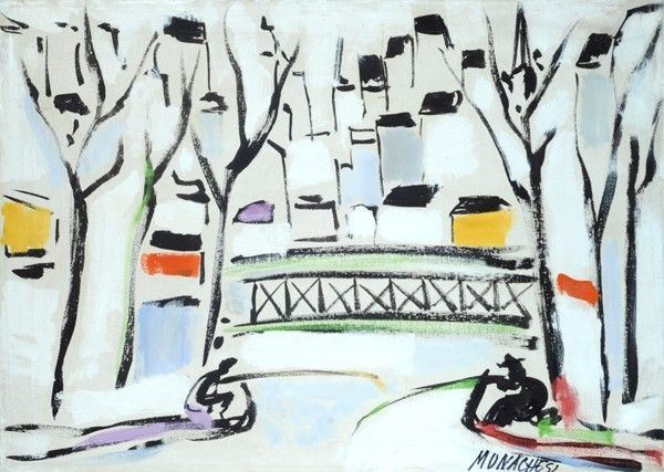Sante Monachesi : Ponte sulla Senna  - Olio su tela - Asta Autori dell'800-900, Arte moderna e contemporanea - I - Galleria Pananti Casa d'Aste