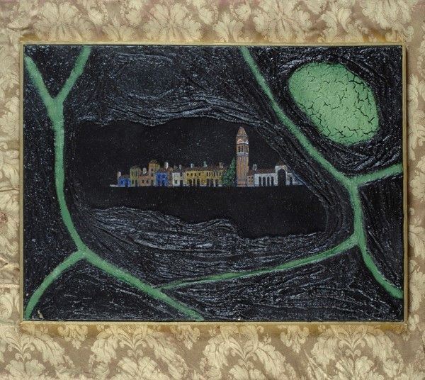 Mario Paschetta : Burano  (1997)  - Tecnica mista su tela - Auction Autori dell'800-900, Arte moderna e contemporanea - I - Galleria Pananti Casa d'Aste